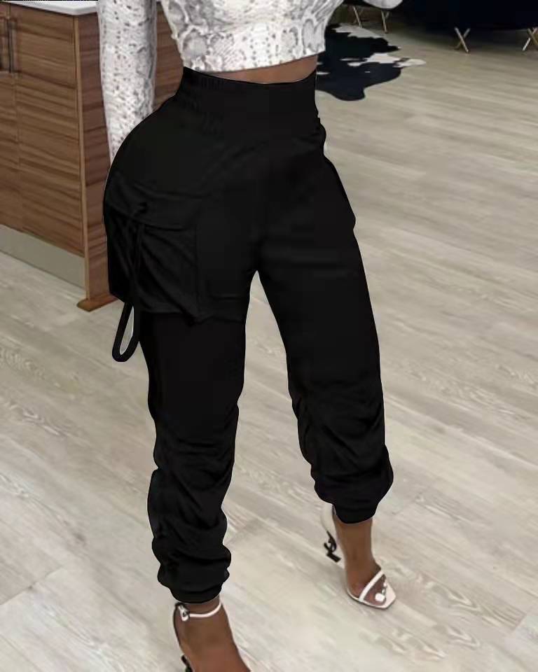 Pantalones Cargo con Cintura Alta para Mujer de Algodón para Otoño e Invierno
