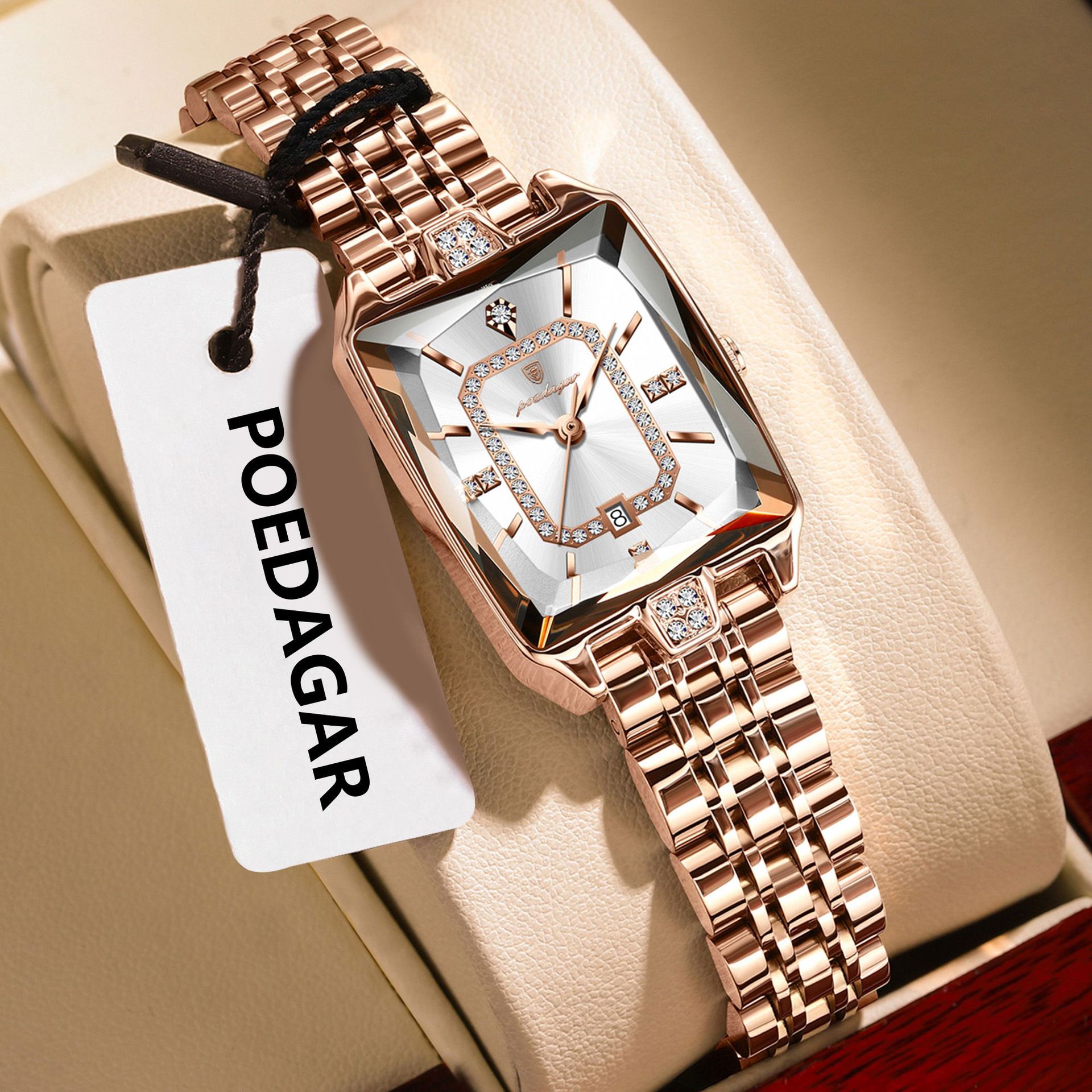 785 rose gold white steel belt