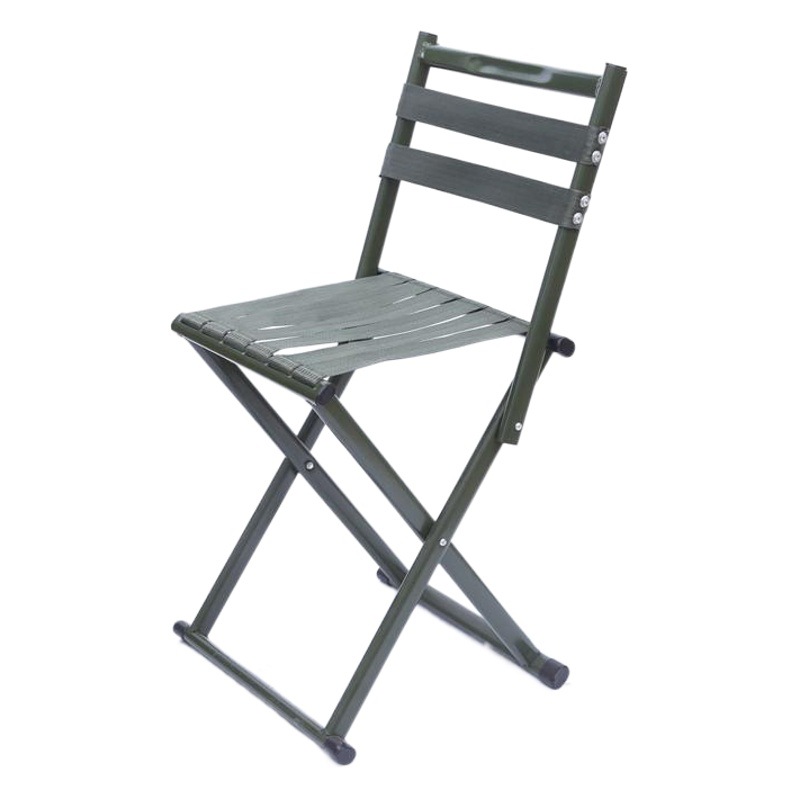 Backrest Iron Horse-Shaped Round Tube Folding Outdoor Wooden Fishing Stool Fishing Chair Portable Small Bench Fishing Gear