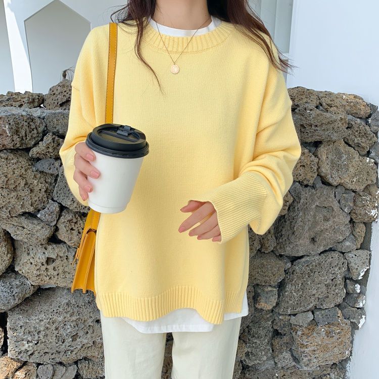 2025秋季新款鹅黄色开衫针织衫简约通勤韩版宽松风格适合青年女性