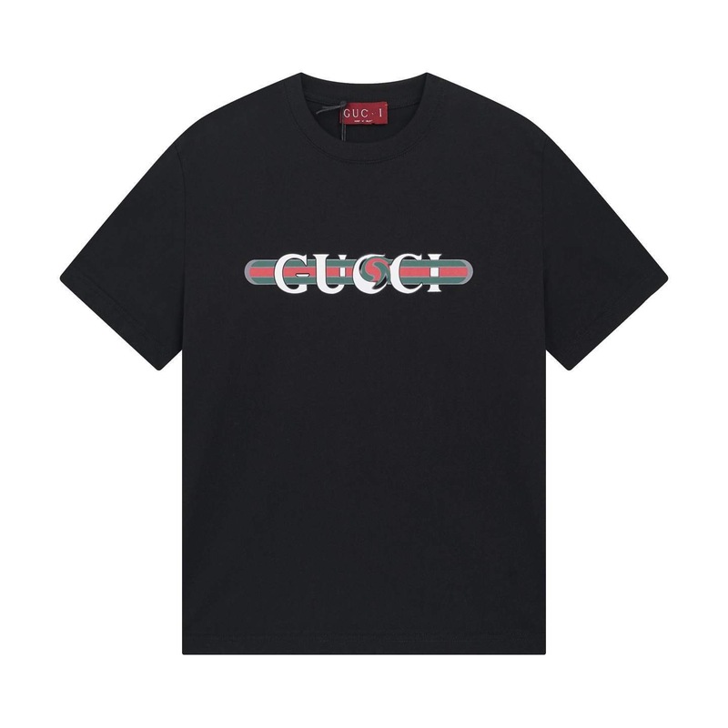 貿易クロスボーダー高品質GUホーム25SS新文字ロゴギタープリントTシャツ男女兼用ルーズ半袖貿易|undefined