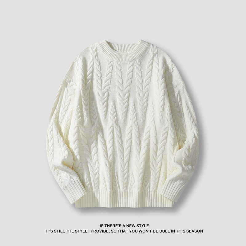 Men's Solid Color Jacquard Knit Sweater – Minimalist Pullover For Autumn & Winter_viptrois.com