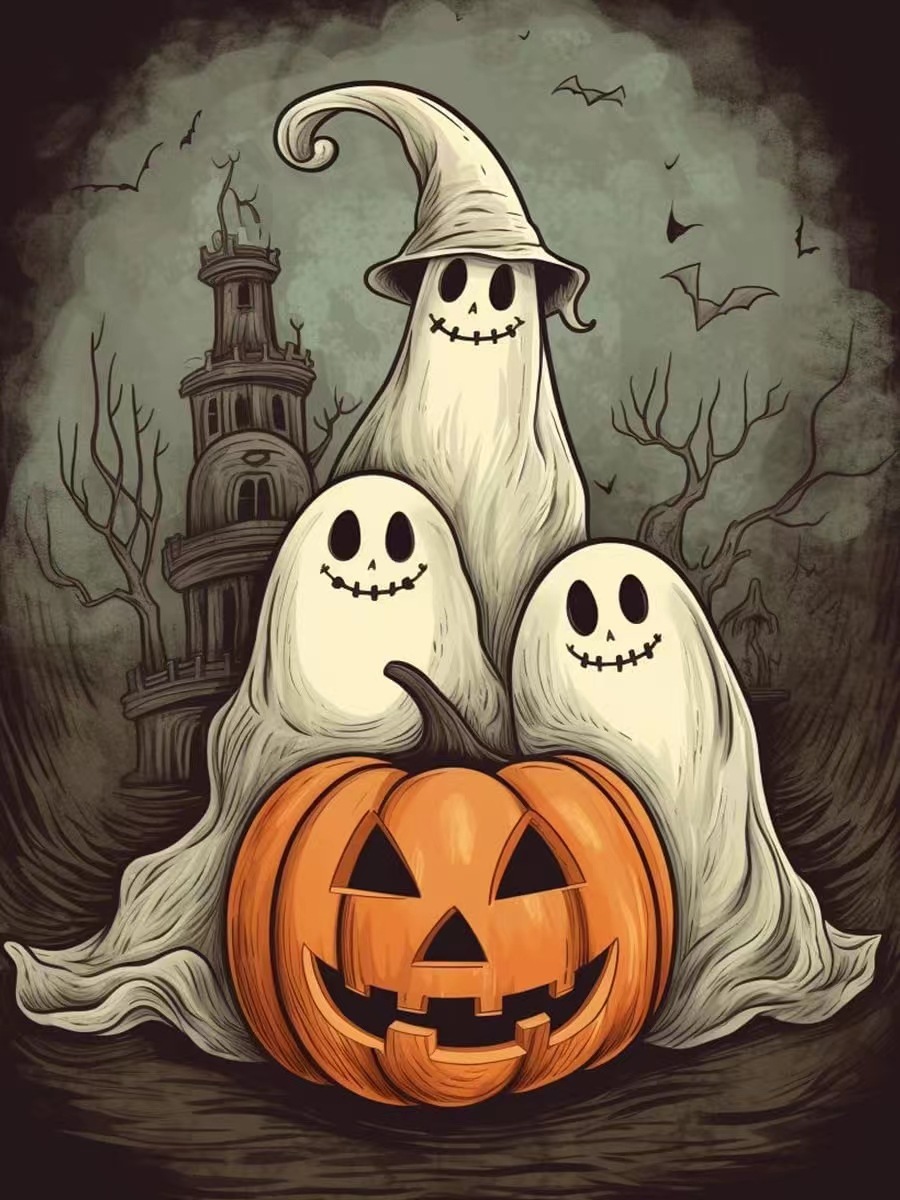 Amazon nueva pintura de diamantes 5D Halloween fantasma calabaza búho lleno de pintura de diamantes diy pintura de decoración para el hogar