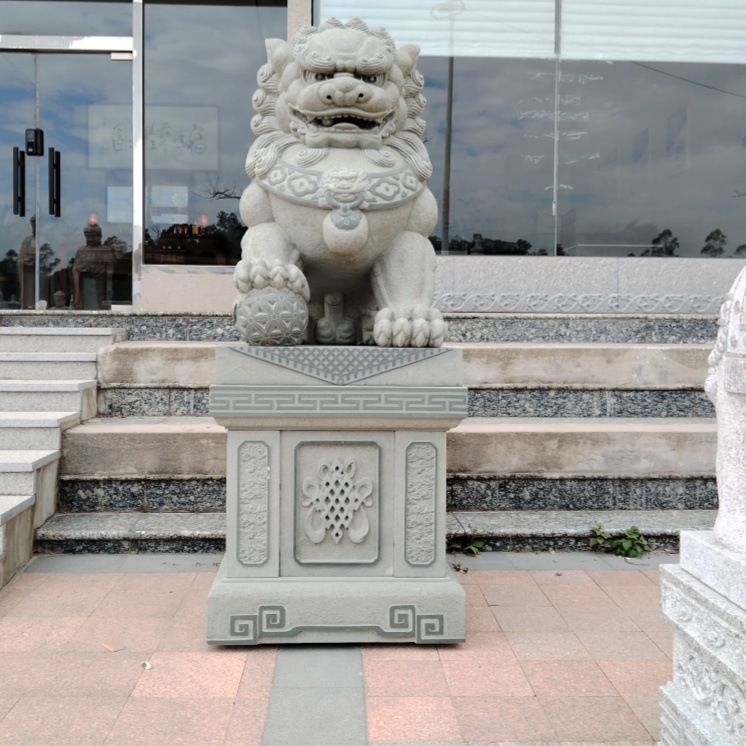 青石石雕北京狮 大理石故宫狮看门狮子摆件 别墅祠堂吉祥麻石狮子