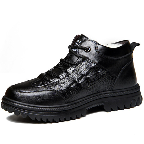 Martin Boots Men's Winter Faux Fur Men's Short Boots Insulated British Work Boots Trendy High Top Men's Cotton Boots