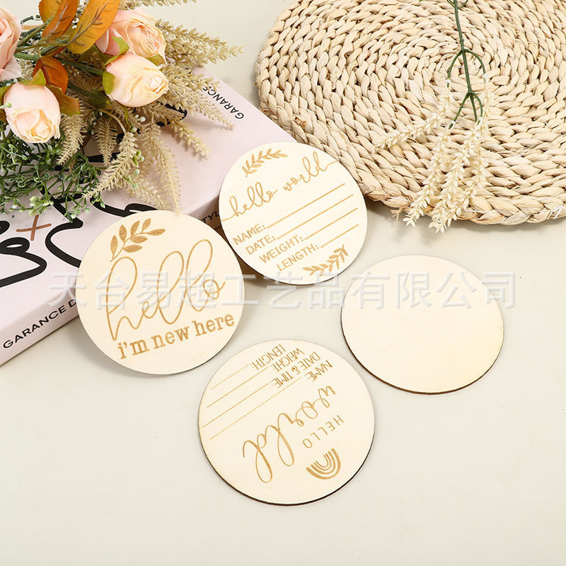Wooden Round Wood Chips Month Commemorative Wood Chips Wooden Milestones Carved Wood Chips Baby Photography Props Wood Chips