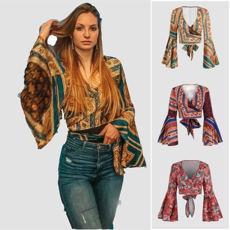[Non-Positioning Printing] Y2K European and American Long-Sleeved Tops Shirt Printed Women's Amazon Sexy Shirt