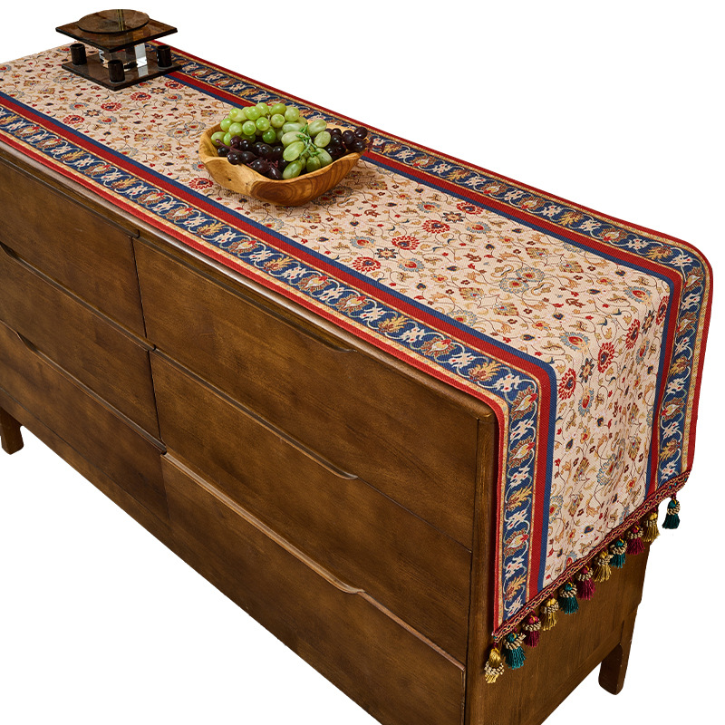 Suministro exclusivo transfronterizo de mantel retro, mantel rectangular impermeable para restaurante, mantel para aparador de comedor, mantel rojo para Año Nuevo.