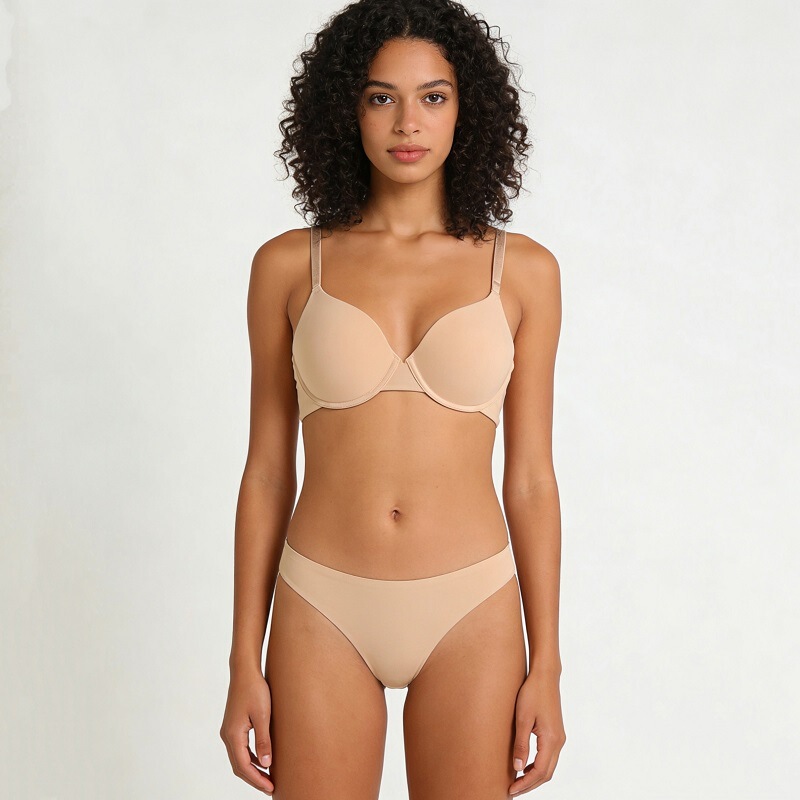 Bras Seamless Underwear for Women, Thickened for Small Flat Chests, Push-Up Round Cup Bra Set, Enhancing Appearance, Glossy Style, Shaping