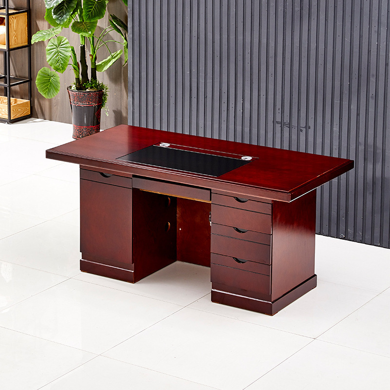 Mesa del jefe Mesa del gerente Mesa del personal Mesa de madera sólida Pintura roja Mesa de oficina de computadora de escritorio para una sola persona image 4