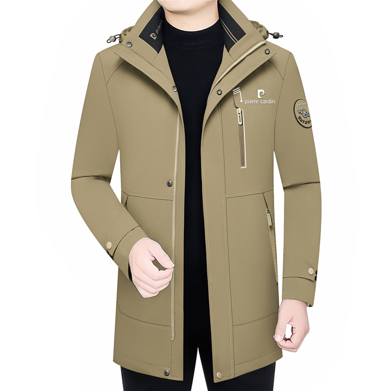 Off-Season Pierre Cardin down Jacket Men's Winter Youth Slim Mid-Length Thickened Hooded Men's Jacket One Piece Off-Season Pierre Cardin down Jacket Men's Winter Youth Slim Mid-Length Thickened Hooded Men's Jacket One Piece