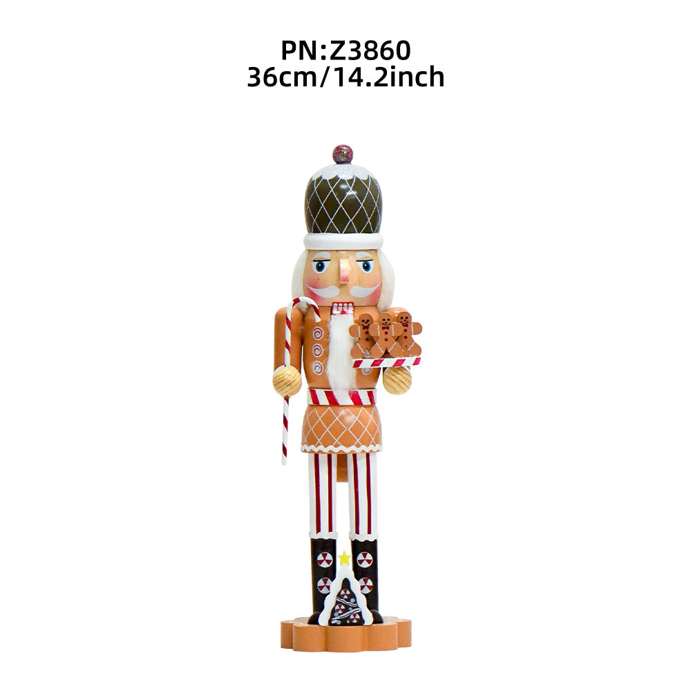 38cm madera 15in pan de jengibre hombre decoración de escritorio en stock cascanueces artesanías pintadas soldados al por mayor