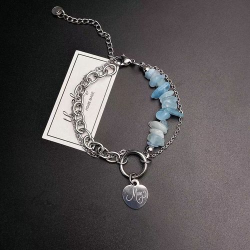 New irregular bracelet blue pink stone love string splicing personality temperament niche creative trendy jewelry