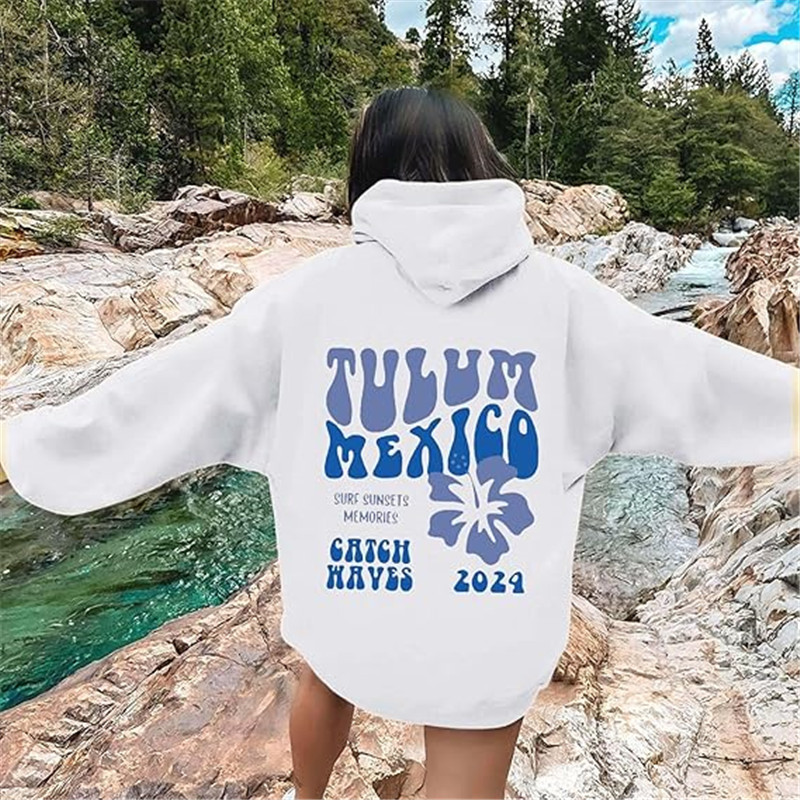 Women's Oversized Letter Print Hoodie Drop Shoulder Sweatshirt_voghion.com