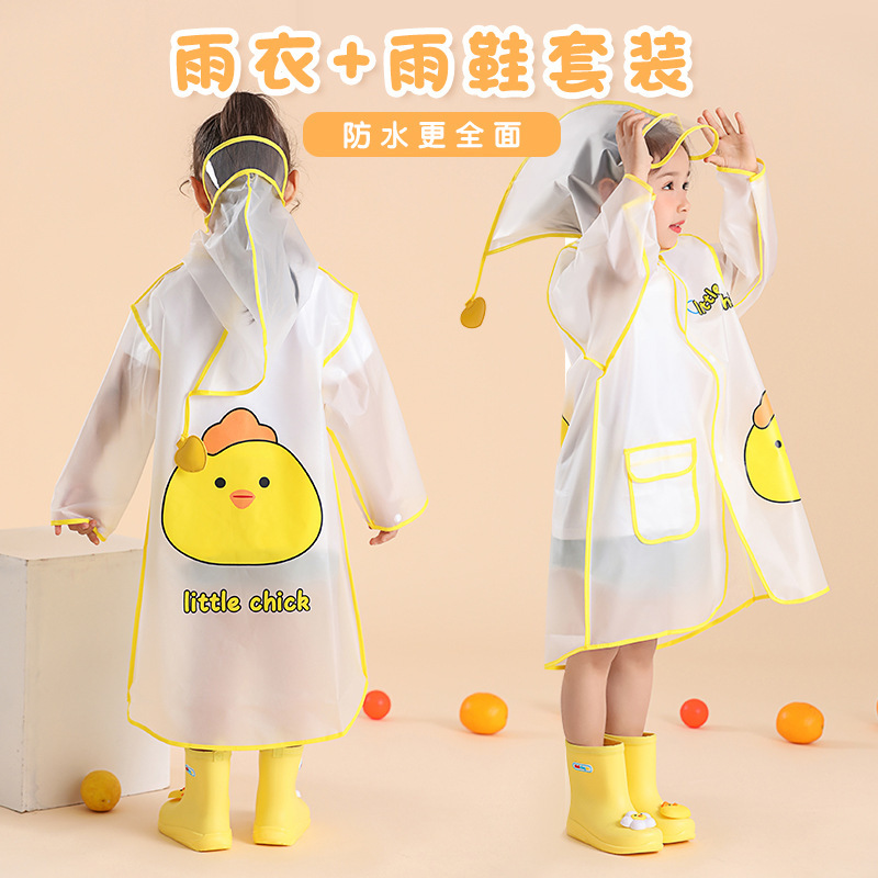 Children's Raincoat and Rain Boots Set Boys and Girls Waterproof Full Body Kids 3 Baby Poncho Rain Boots 2 Kindergarten 4 Years Old