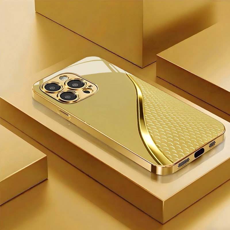 Suitable for Apple 17Air Mobile Phone Case Glass Iphone16Pro Scale Electroplated Gold 13/14/Xsmax Protection Suitable for Apple 17Air Mobile Phone Case Glass Iphone16Pro Scale Electroplated Gold 13/14/Xsmax Protection