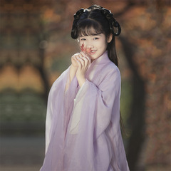 Purple Hanfu Girl with Wei-Jin Style Broad-Sleeved Shirt, Exquisite 2024 New Ancient Costume with Cross Collar, Children's Wide-Sleeved Hanfu Skirt