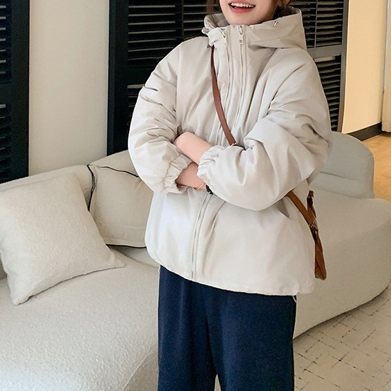 美式连帽棉服短款加厚外套女2025冬季新款韩版宽松百搭小个子棉衣|undefined