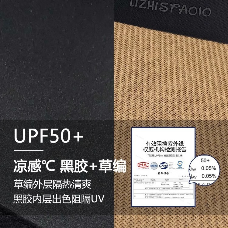 麦わら素材のつば広サンハット 女性用 日焼け止め UVカット ブラックコーティング 新型 つば広 小顔効果 カジュアル サンハット|undefined
