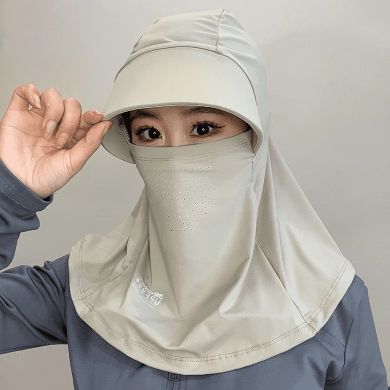 夏の新型日焼け止めストール日よけ氷糸マスク女性がバイクの首を保護して紫外線防止フード|undefined