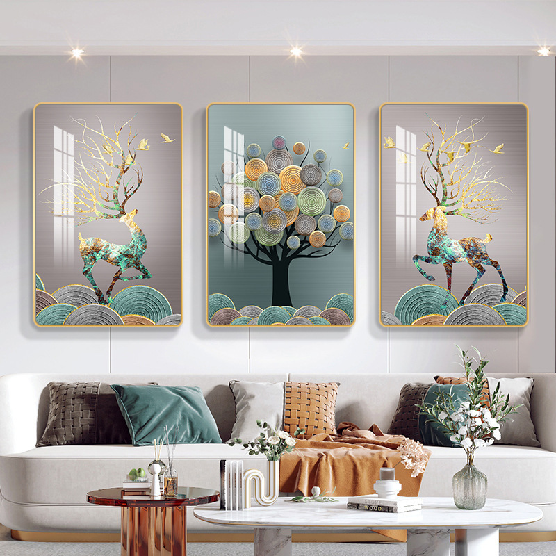 Wall Painting Living Room Decorative Painting Staircase Modern Simple Triptych Bedroom Mural Light Luxury Sofa Background Wall Hanging Painting