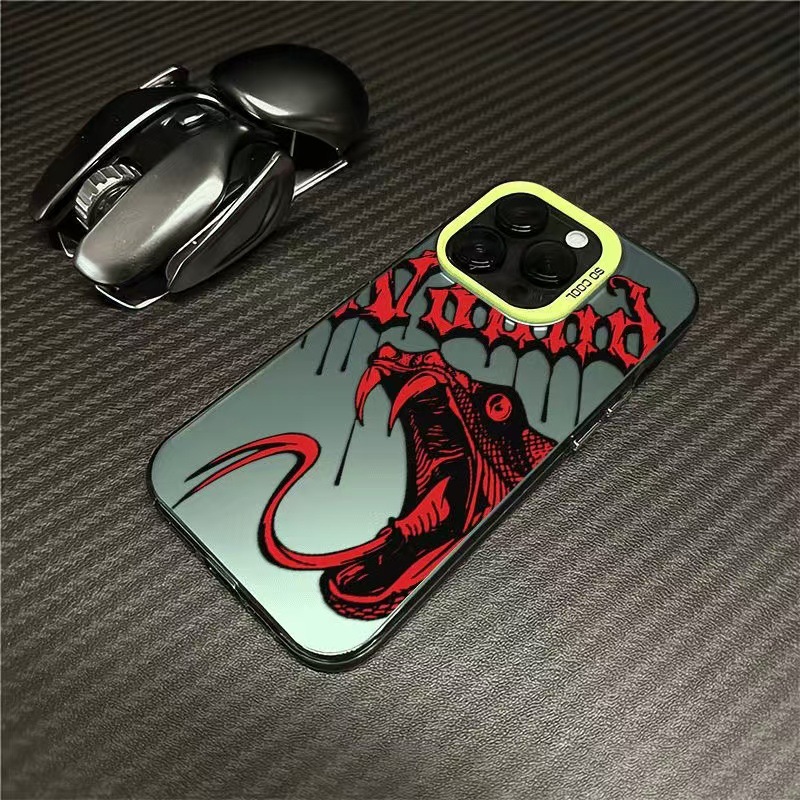 Nueva cabeza de serpiente inglesa para iPhone 16 funda para teléfono móvil Apple 15promax/14 anti-caída 13pro12 Europa y América