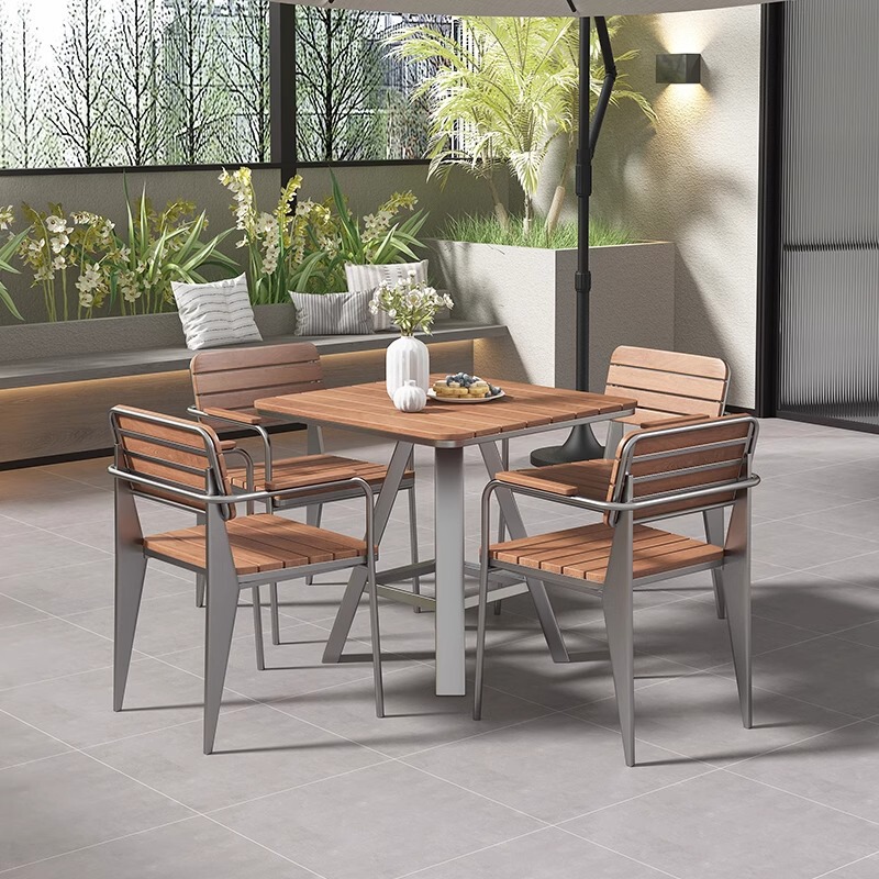 Commercial Outdoor Light Luxury Restaurant Cafe Bar Clear Bar Restaurant Combination Solid Wood Table Rest Area Negotiate suit