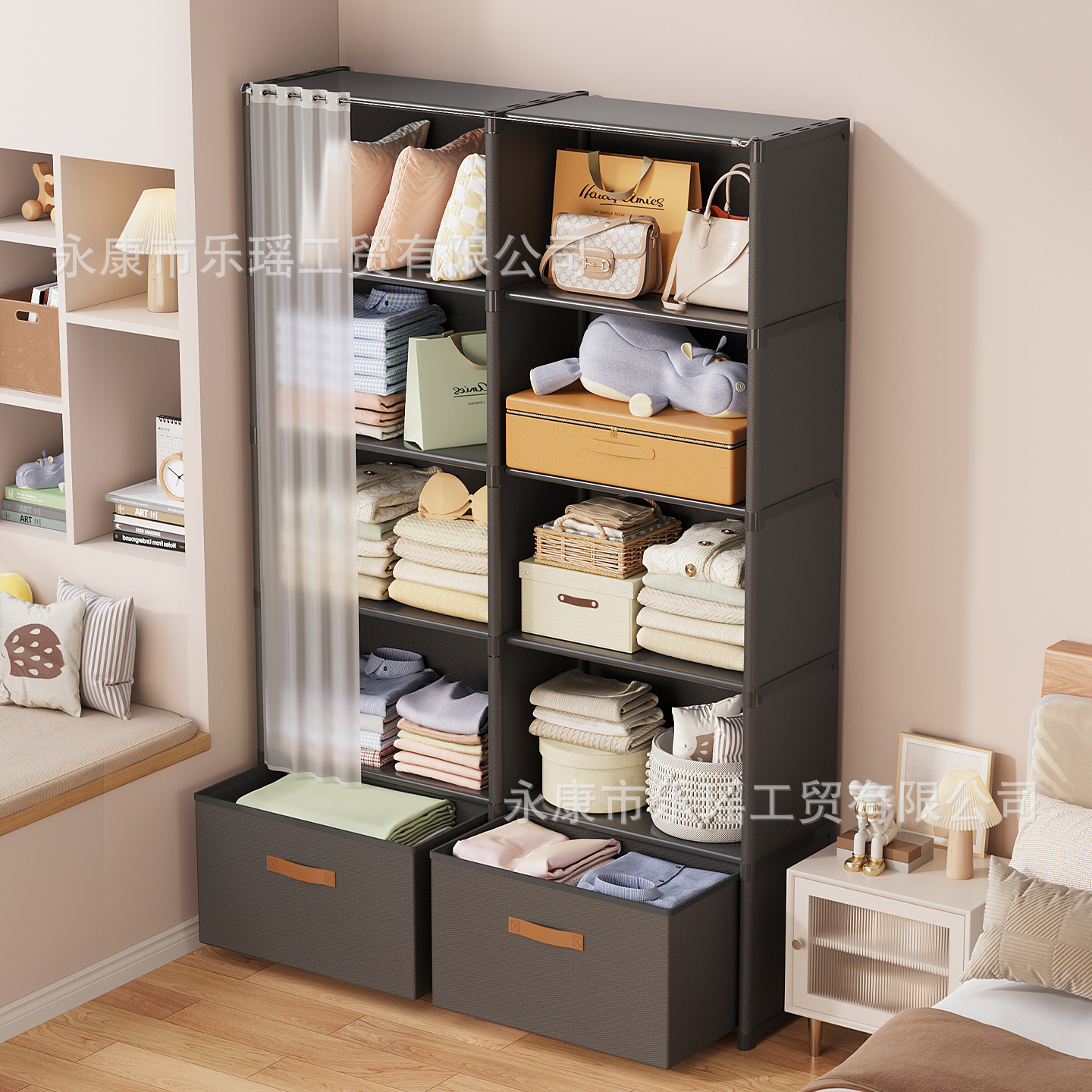 Wardrobe rental bedroom home cloth wardrobe metal structure strong…