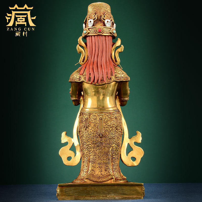 精工铜《扎基拉姆》全鎏金雕花宝石镶嵌女财神室内家用铜佛像摆件|undefined