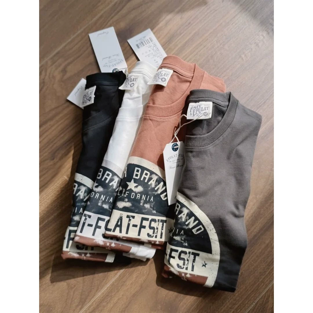 Ретро прилив Новый весенний день 100% хлопковый круглый вырез модный принт для кожи универсальный мужской футболки с короткими рукавами