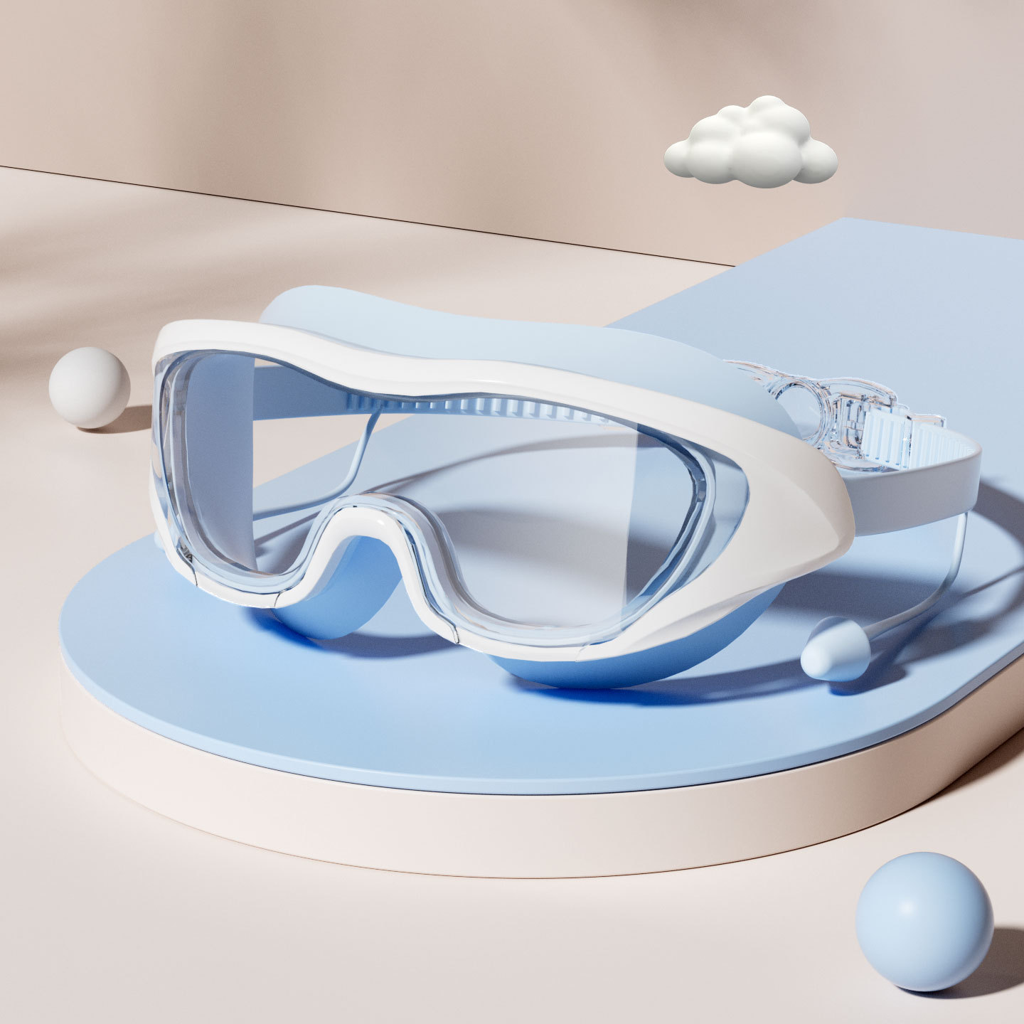 Set de Gafas y Gorro de Natación de Marco Grande PC y Silicona Antivaho e Impermeable para Adultos