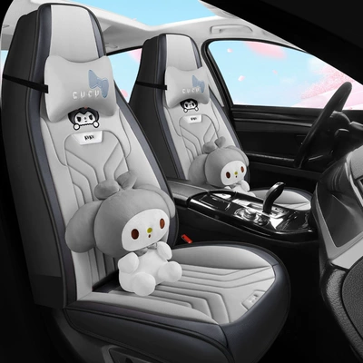 Seat cushion, seat cover – new all-inclusive full leather cartoon split - cartoon-version-gentleman-gray-one-piece-head