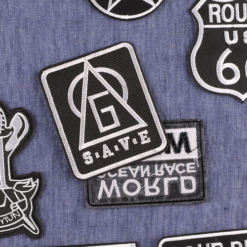 Embroidery stickers with black and white letters, English patches, clothing accessories, clothing bags, shoes and hats, decorative cloth labels, badge cloth stickers