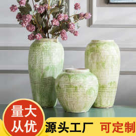 景德镇陶瓷花瓶客厅插花摆件台面花瓶田园风小清新手工粗陶罐花器