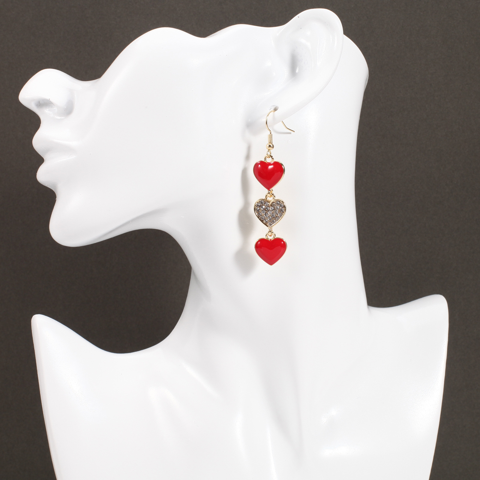 18g Weight Copper Ear Needle Material Rhinestones, Pearl Inlay Material Drop Earrings Classification 1 Pair Quantity Holiday, Daily Occasion Alloy Material Heart Shape Pattern Women's Gender Enamel, Inlay Design IG Style, Sweet Style 1 Pair IG Style Sweet Heart Shape Enamel Inlay Alloy Rhinestones Pearl Drop Earrings 39