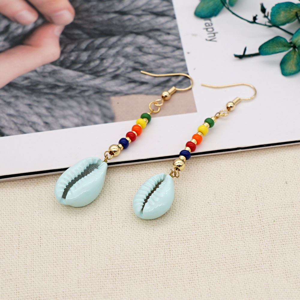 Bohemian Shell Colorful Bead Earrings display picture 1