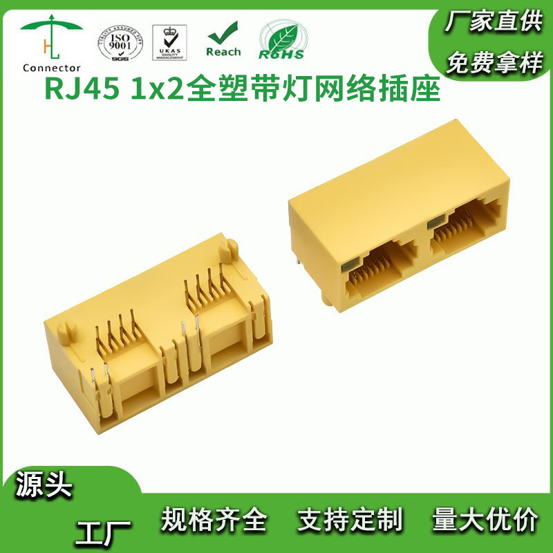 Dual-Port Rj45 All-Plastic Connector with Left Green Single Light Yellow Network Connector Crystal Head Internet Device Network Port Socket Dual-Port Rj45 All-Plastic Connector with Left Green Single Light Yellow Network Connector Crystal Head Internet Device Network Port Socket