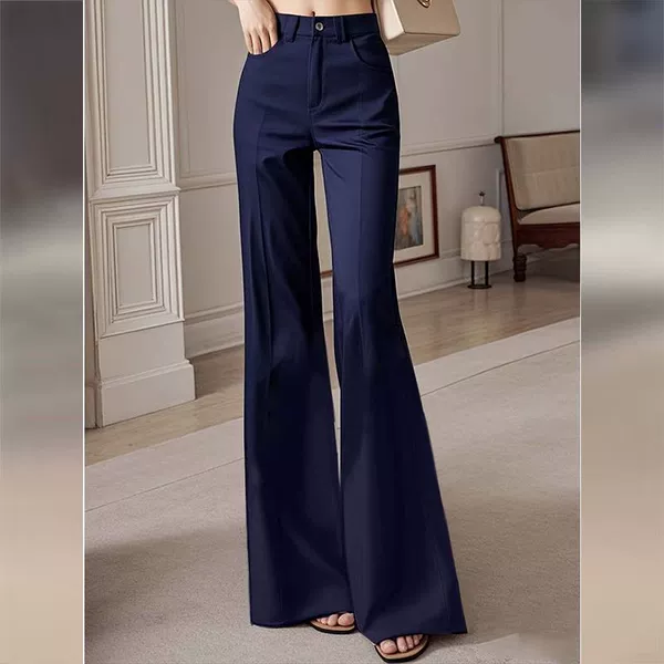Dark blue flared trousers