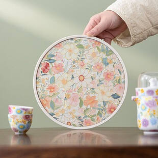Flowers Quick-drying Absorbent Tray Chinese-style Tea Tray Creative Pinch Gold Silk Dry Bubble Tray Household Tea Tray Drain Tea Table