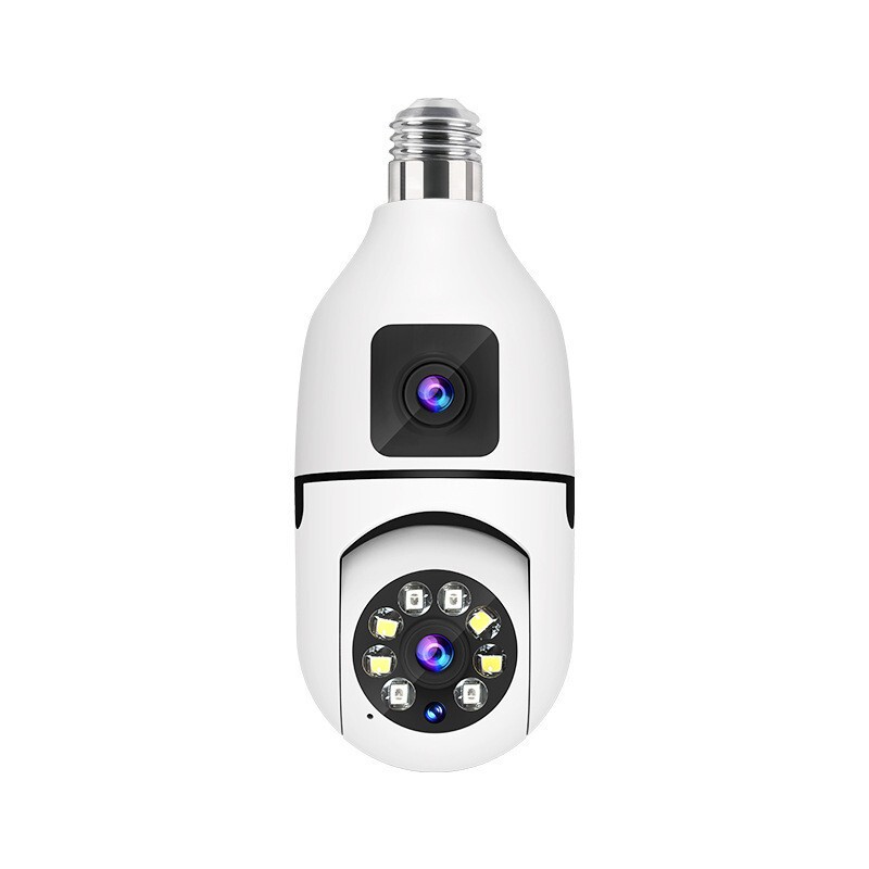 YIIOT双目灯泡监控摄像头高清全彩夜视360度全景摄像安防智能安防|undefined
