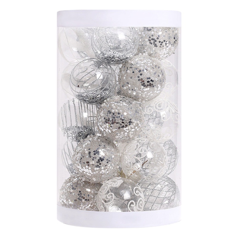 Transfronterizo nuevas decoraciones de Navidad blanco de plata boutique PET pintado BOLA DE Navidad traje de bola decorativa del árbol de Navidad