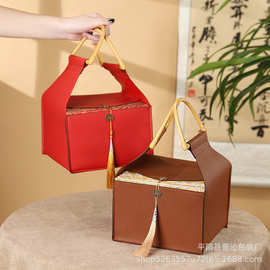 2025中秋节月饼包装盒高档皮质礼盒空盒烘焙月饼盒八粒12粒装酒店