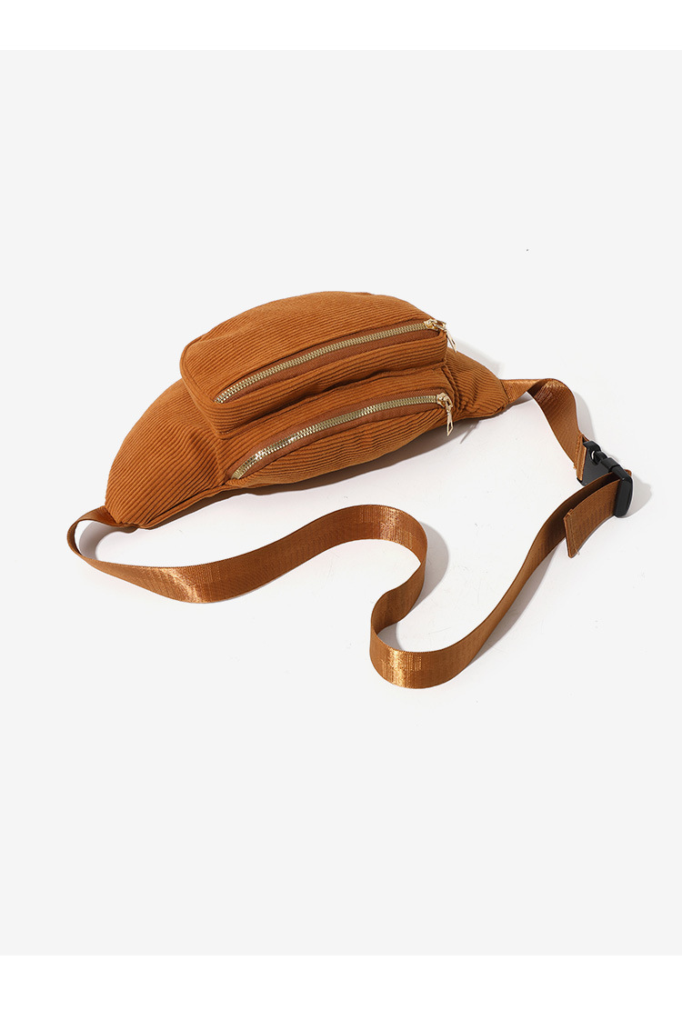 101g Weight Polyester Lining Material Zipper Closure Type Single Shoulder Strap Strap Type Fanny Pack Bags Type Casual, Street Occasion Corduroy Material Solid Color Pattern Spring Season Women's Gender Streetwear Style Dumpling Shape Shape Medium Size Women's Streetwear Solid Color Corduroy Waist Bags 12