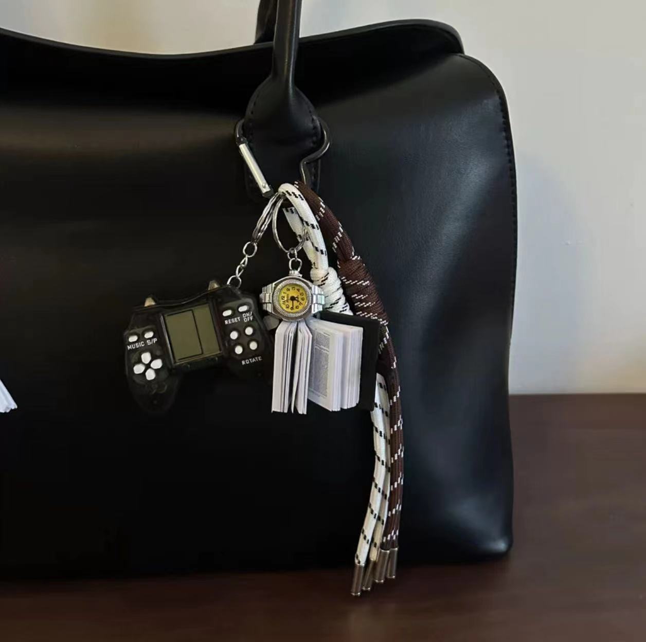 Game console watch book brown and white rope m style pendant
