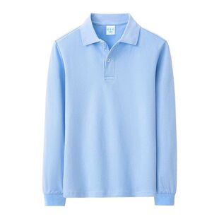 Children's Blue Shirt Spring & Fall Middle and Older Students' Class Uniforms Boys and Girls Long-Sleeved T-Shirt School Uniforms