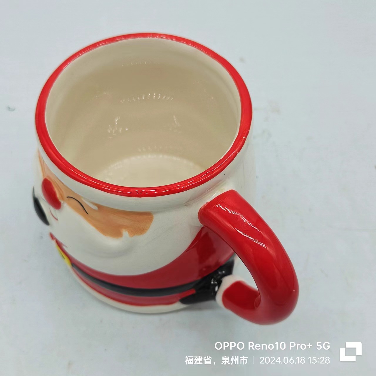 Venta directa de fábrica Santa Claus taza de cerámica taza de Navidad pintada a mano mini