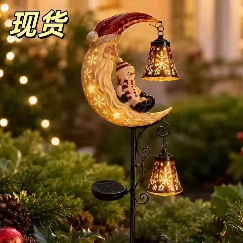 New cross-border solar-powered pumpkin, moon, and black cat ground lights for outdoor courtyard decoration, Halloween iron art ornaments