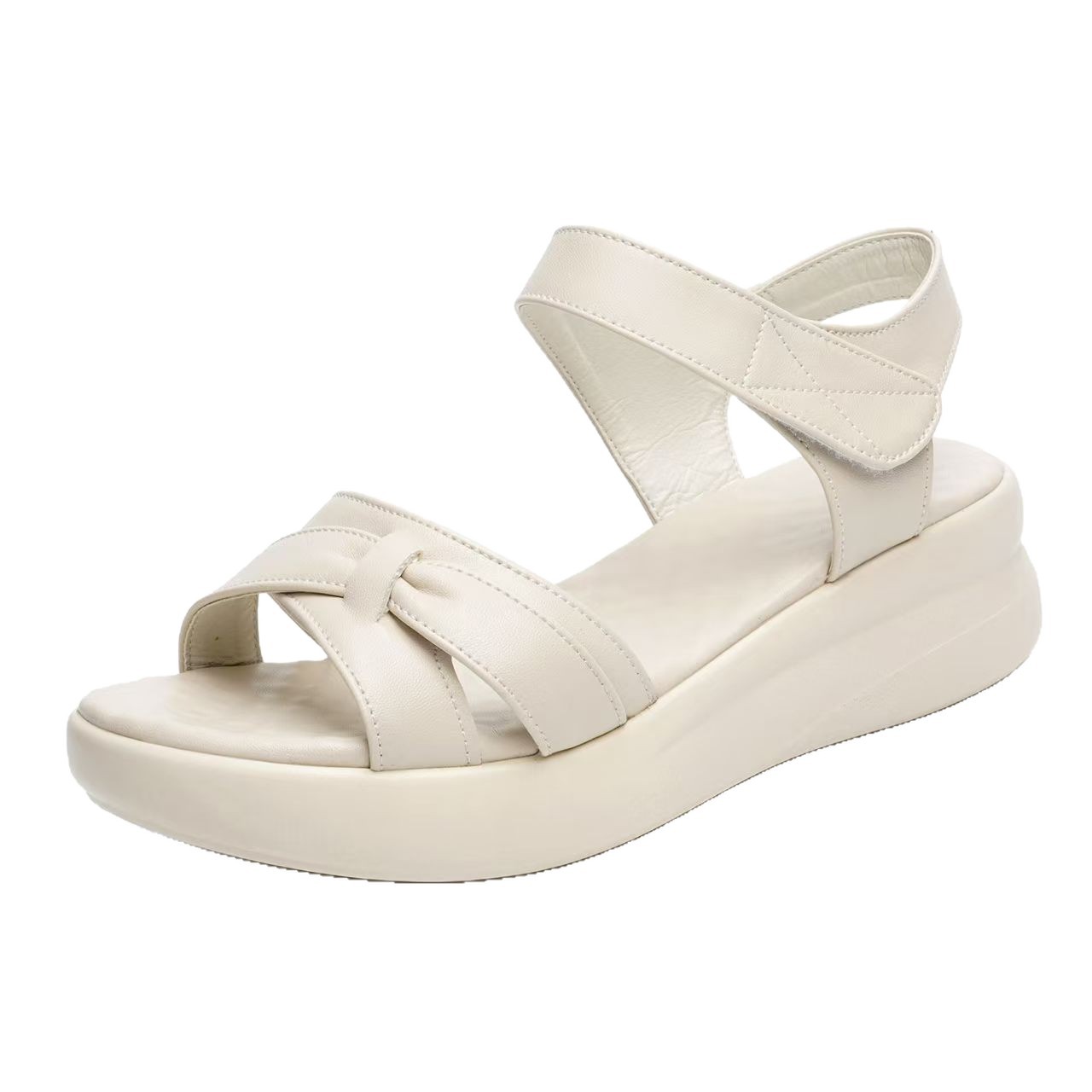 2026 verano nuevo cómodo ligero de mediana edad zapatos de cuero sandalias suaves zapatos de madre sandalias para mujeres para salir suela plana