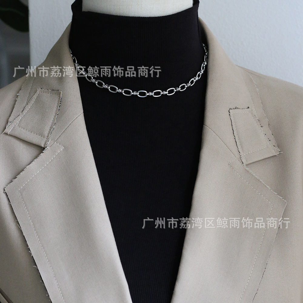 Korea Simple Function Chain Chain Choker Necklace Short Chain Necklace Titanium Steel display picture 5