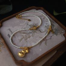 [福禄]西藏走仪原创设计手作精工拉丝葫芦福禄铜合金镀金项链女